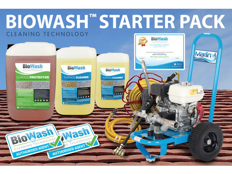 BIOWASH Cleaning  'Starter Pack' Chemical Resistant 'Marlin' Petrol Machine, 1 x Training Day and 3 x 25L Cleaning Products