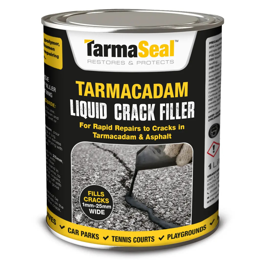 An easy to apply, rapid drying, liquid crack repair solution for tarmac surfaces