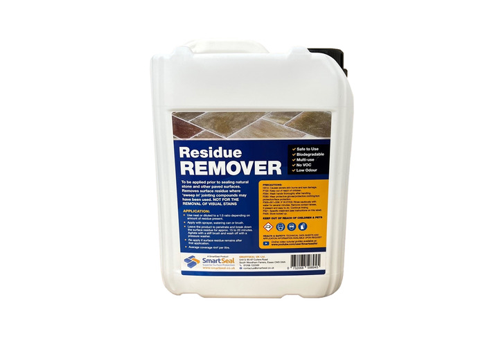 Residue Remover for Natural Stone-  ONLY FOR Use prior to Sealing, after a "sweep-in" pointing compound. NOT FOR REMOVAL OF  VISIBLE FILM / STAIN left by the compound 