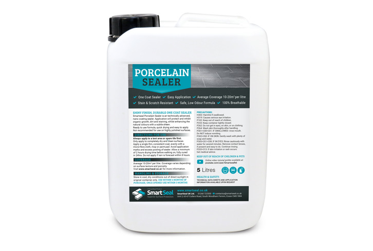 Porcelain Sealer - One-coat, easy application, stain & scratch resistant, 100% breathable (1 & 5 Litre + sample available) 